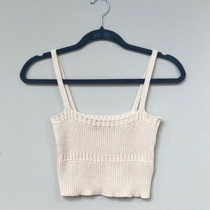 Zara Beige Knit Crop Tank Top